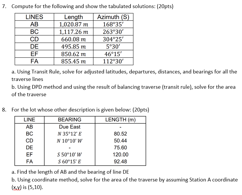 Solved 7. Compute for the following and show the tabulated | Chegg.com