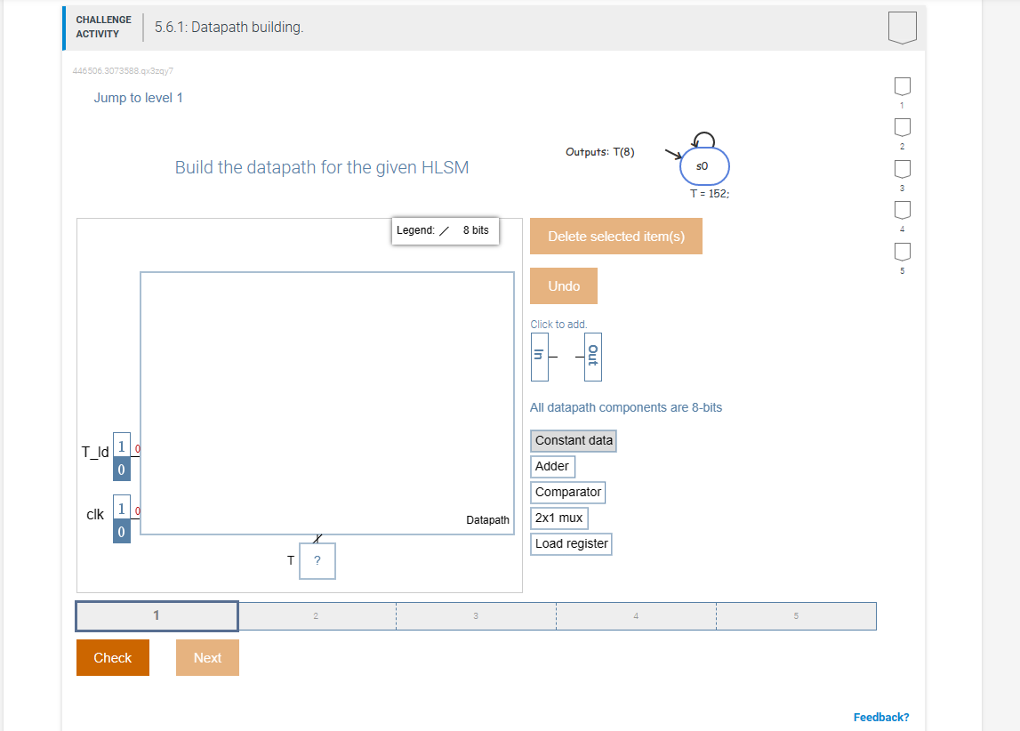 Solved Outputs: T(8) Build The Datapath For The Given HLSM | Chegg.com