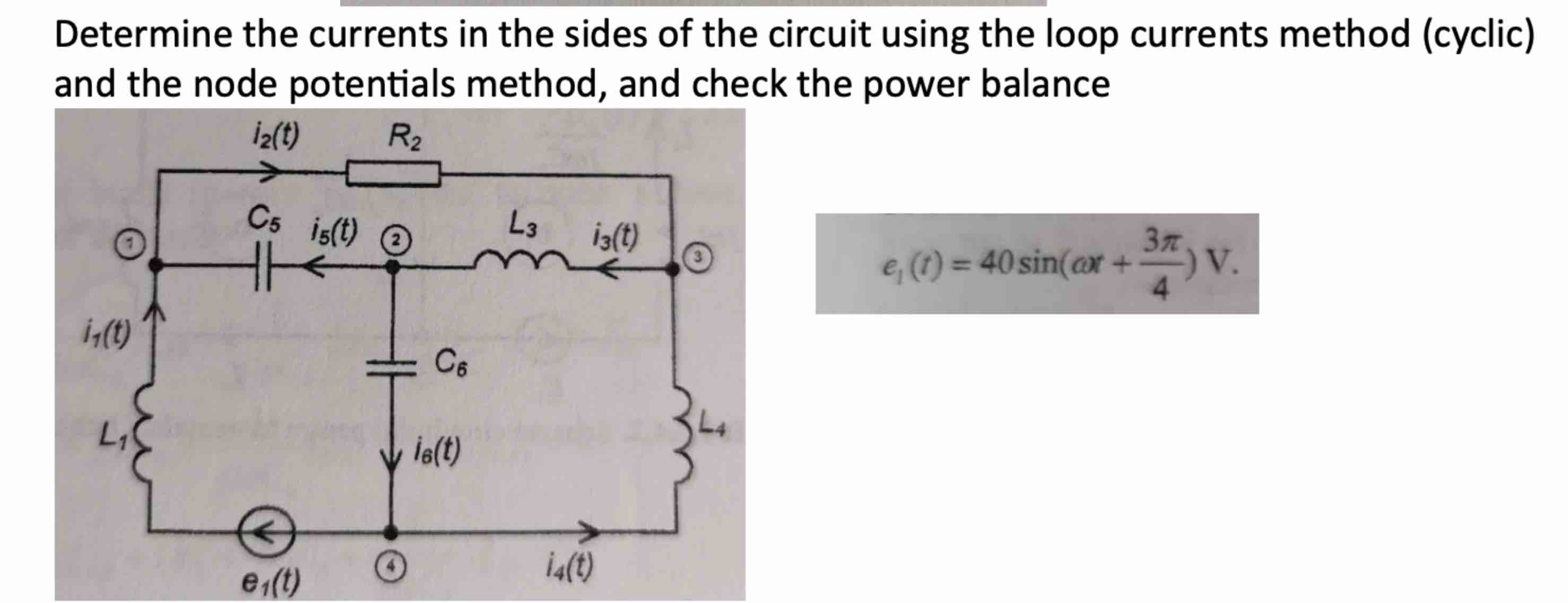 Determine the currents in ﻿the sides of ﻿the circuit | Chegg.com