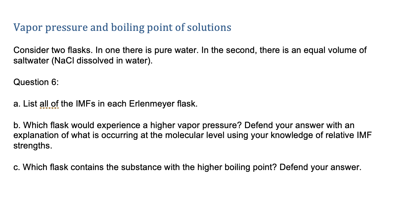 Solved Vapor pressure and boiling point of solutions