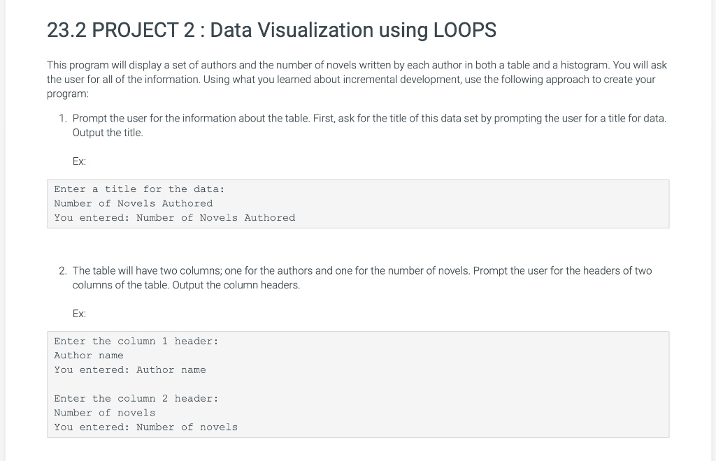 23 2 Project 2 Data Visualization Using Loops I Chegg 