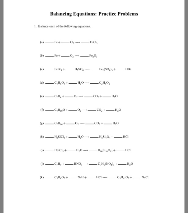 Balancing Equation Practice Worksheet Answers Practice Balancing Equations Worksheet