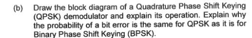 Solved (b) Draw the block diagram of a Quadrature Phase | Chegg.com