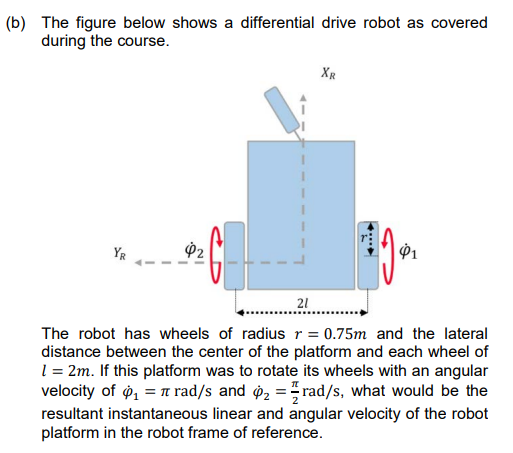 (b) The Figure Below Shows A Differential Drive Robot | Chegg.com