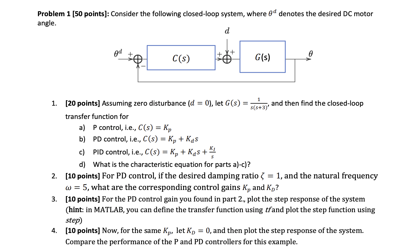 Solved Problem 1 (50 points]: Consider the following | Chegg.com