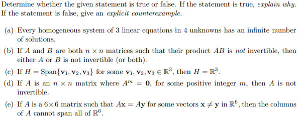 Solved Determine whether the given statement is true or | Chegg.com
