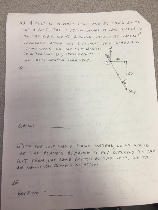 Solved 5) a) A ship is 20 miles east and 50 miles south of | Chegg.com