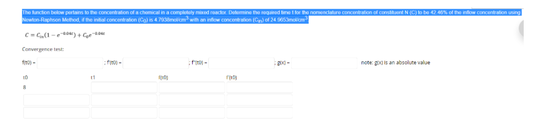Solved The function below pertains to the concentration of a | Chegg.com