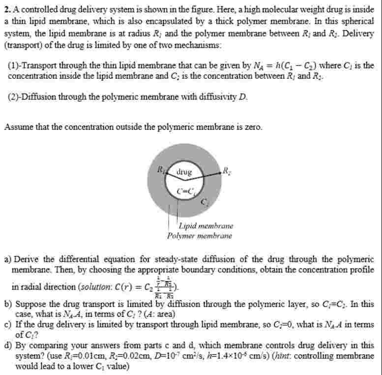 Solved A controlled drug delivery system is ﻿shown in ﻿the | Chegg.com