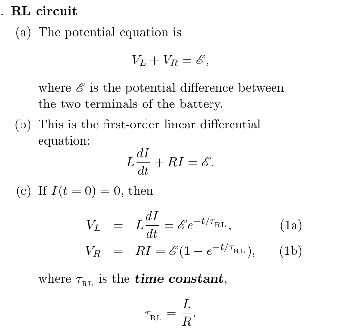 Solved Rl Circuit He Potential Equation Is Vl Vr 6 W Chegg Com