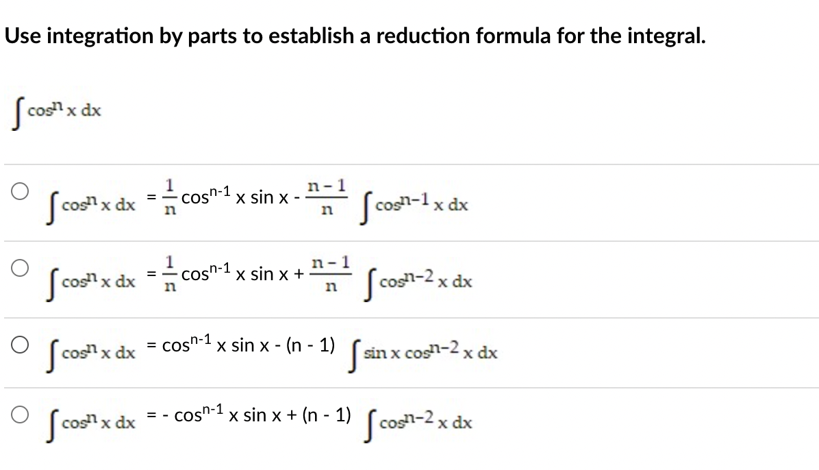 Solved Use integration by parts to establish a reduction | Chegg.com