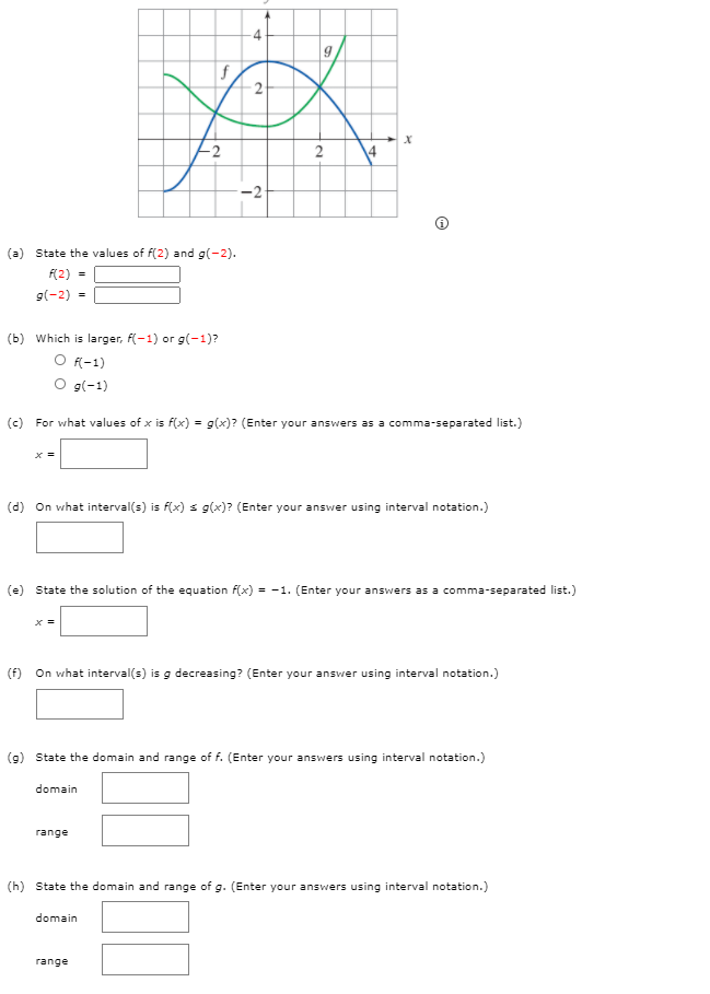 Solved 4 9 F 2 X 2 4 2 Values Of F 2 And G 2 A Sta Chegg Com