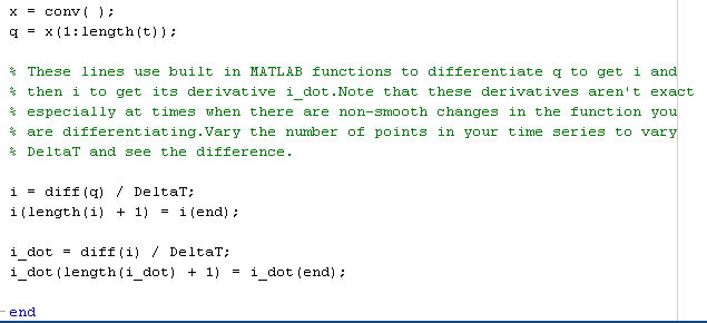 Solved function (d, i, i_dot] = InhomogeneousRLC(R, L, C, v, | Chegg.com