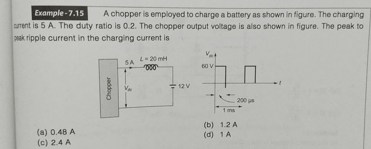 Solved Example-7.15 A chopper is employed to charge a | Chegg.com