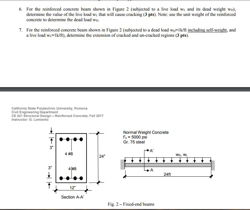 Solved 6. For the reinforced concrete beam shown in Figure 2