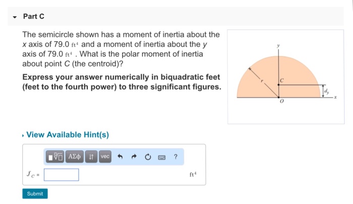 moment of inertia of semicircle about x axis