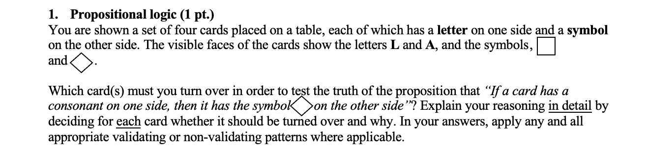 Solved 1. Propositional Logic (1 Pt.) You Are Shown A Set Of | Chegg.com