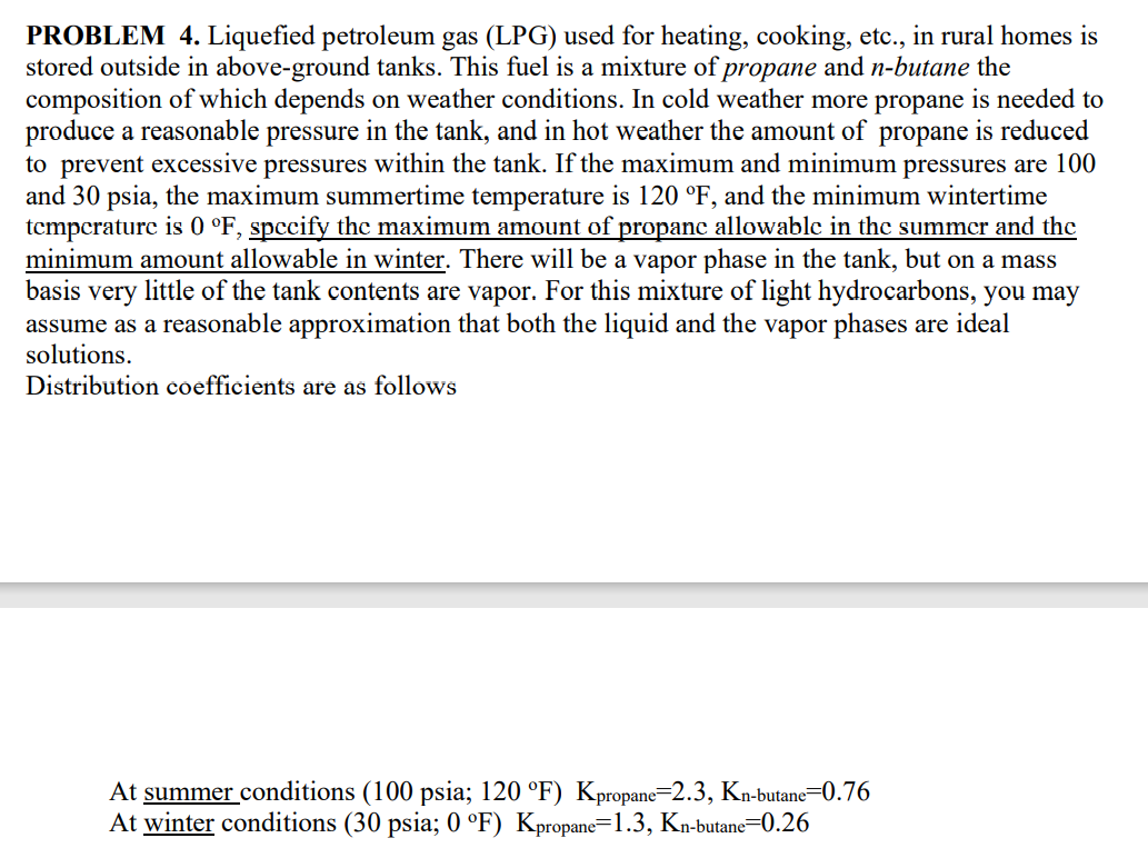 Solved PROBLEM 4. Liquefied petroleum gas (LPG) used for | Chegg.com