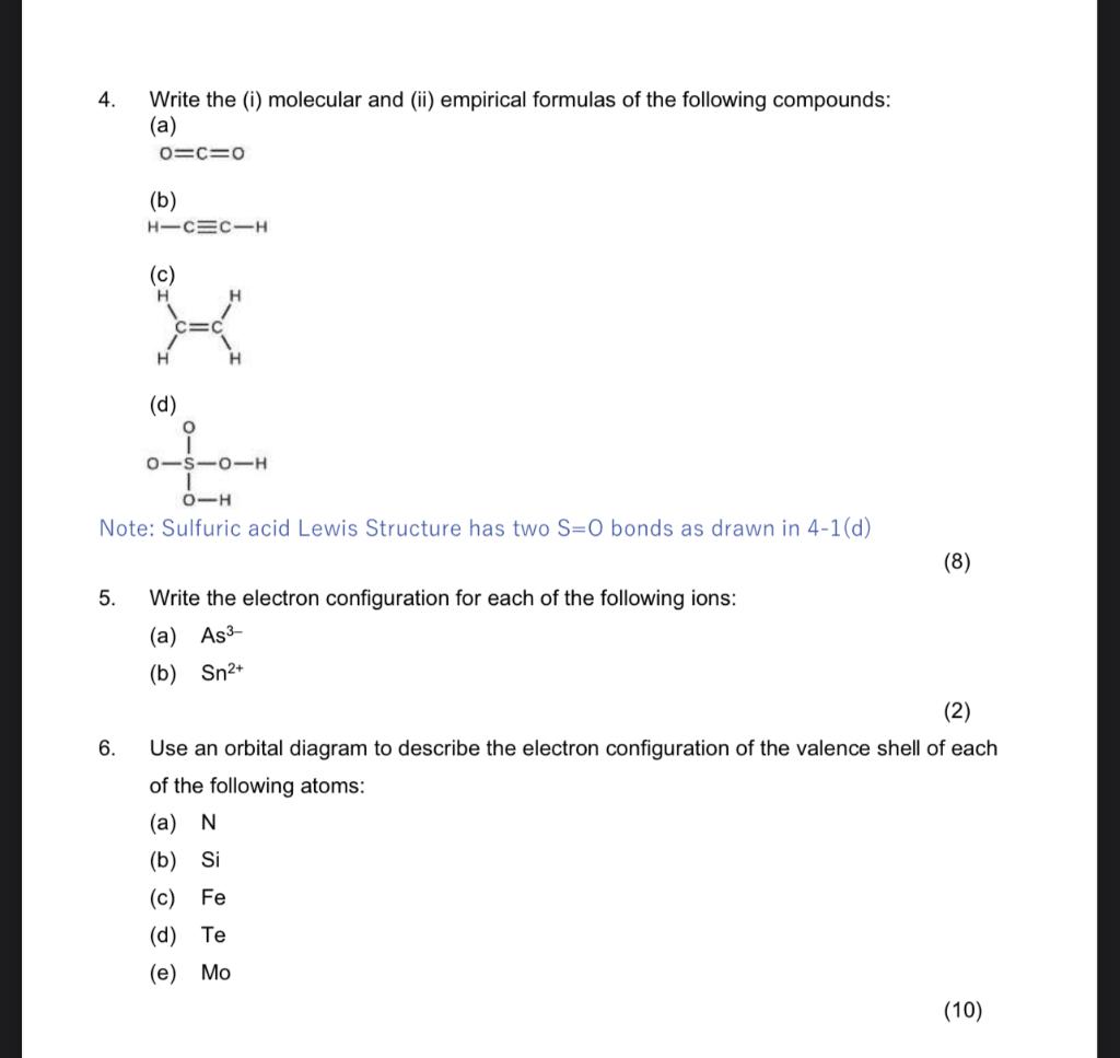 Solved 4. Write the (i) molecular and (ii) empirical | Chegg.com