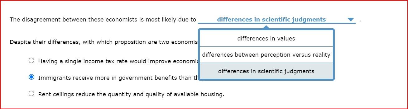 The disagreement between these economists is most likely due to differences in scientific judgments
Despite their differences