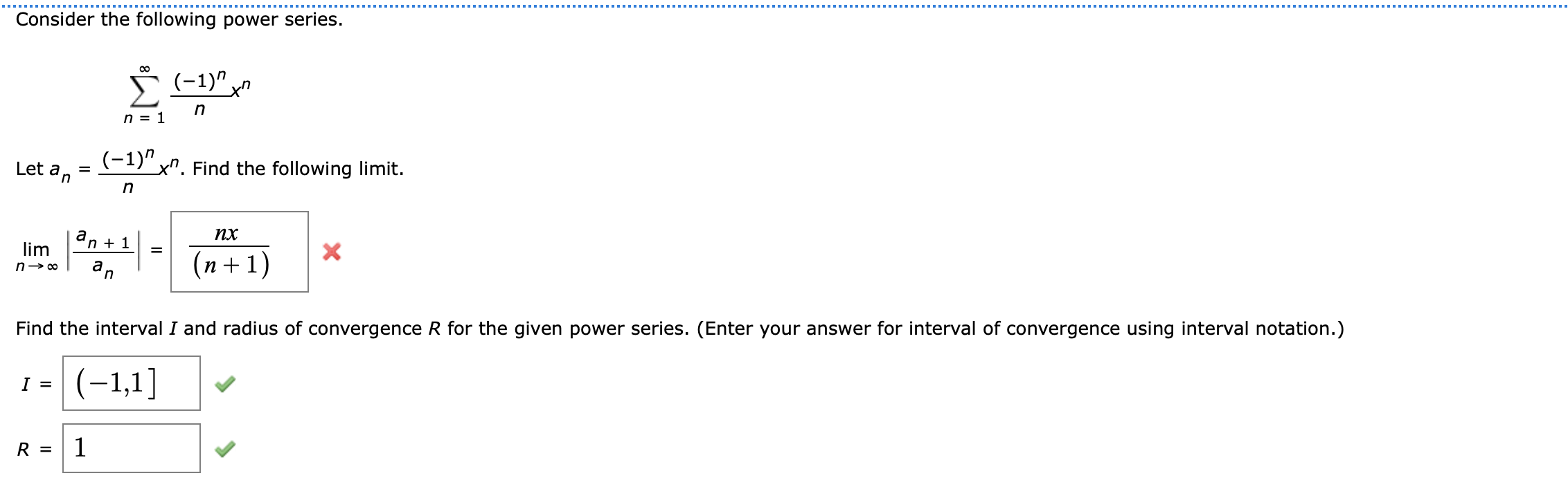 Solved Consider The Following Power Series ☺ 1 X N 1