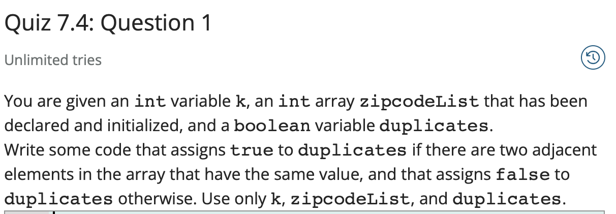 Solved Quiz 7.4: Question 1 Unlimited tries You are given an | Chegg.com