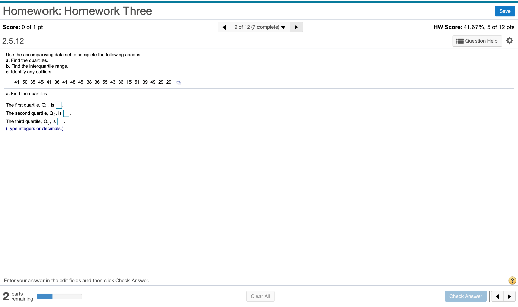 Solved Homework: Homework Three Save Score: 0 of 1 pt 1 9 of | Chegg.com