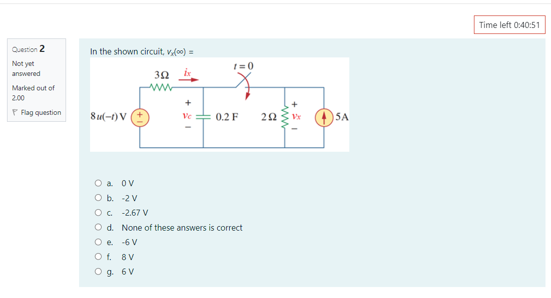 Solved Time left 0:41:19 Question 1 In the shown circuit, | Chegg.com