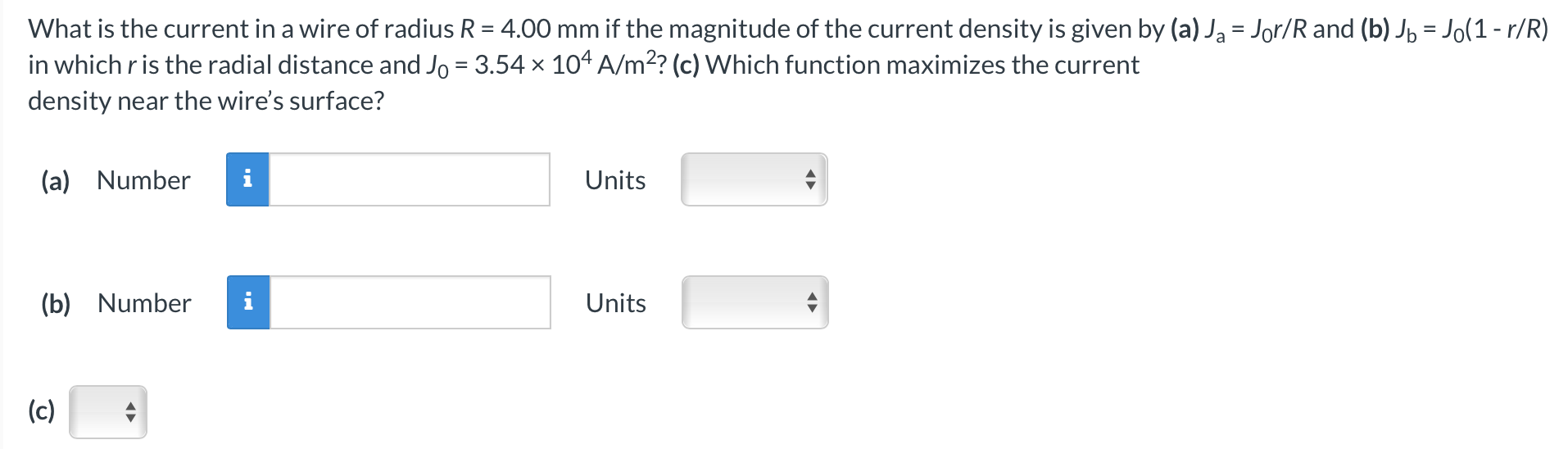Solved What is the current in a wire of radius R = 4.00 mm | Chegg.com