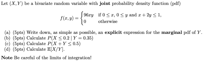 Solved Let Xy ﻿be A Bivariate Random Variable With Joint 4419