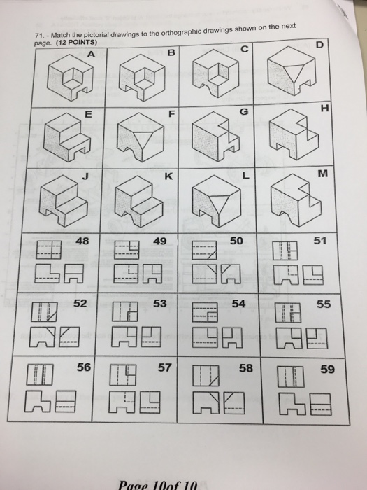 Solved Match the pictorial drawings to the orthographic