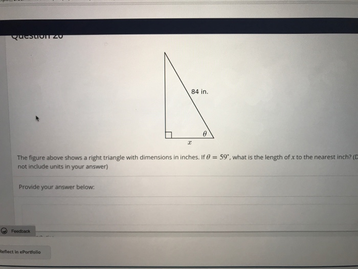 Solved 84 in 59, what is the length of x to the nearest | Chegg.com