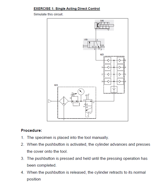 Solved Single Acting Direct Control Describe the mode of | Chegg.com