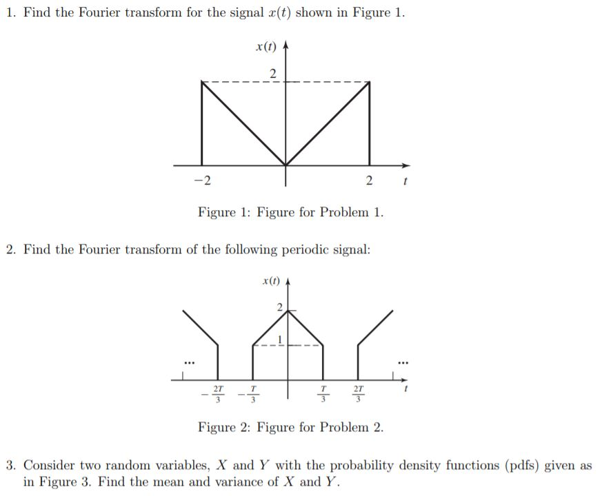 Solved 1. Find the Fourier transform for the signal x(t) | Chegg.com