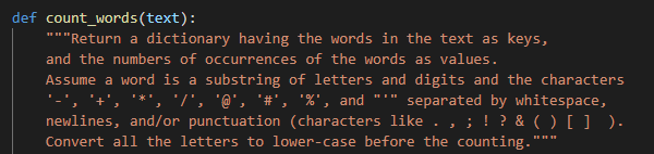 Solved def count_words (text): ***