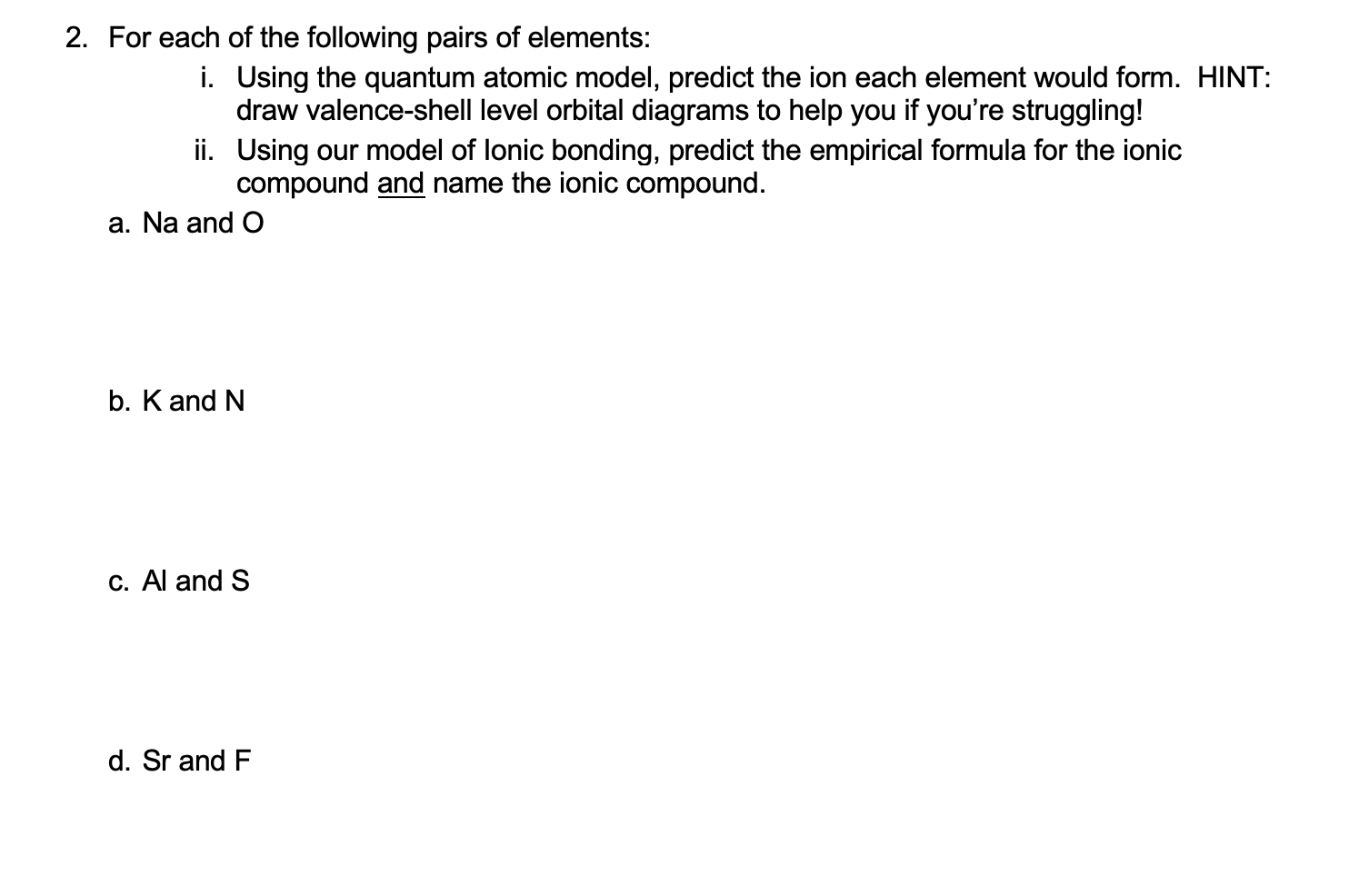 Solved For each of the following pairs of elements: Using | Chegg.com