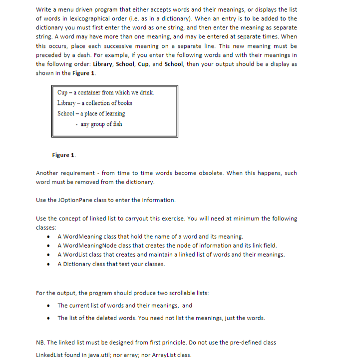 Solved Write a menu driven program that either accepts words | Chegg.com