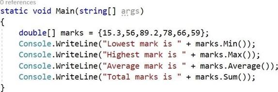 Solved 0 references static void Main(string[] args) { double | Chegg.com