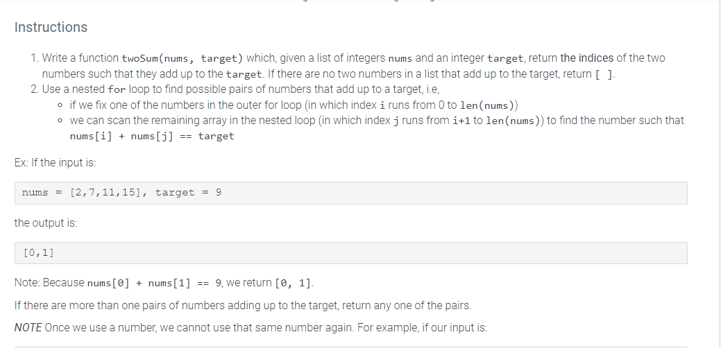 Solved Instructions 1. Write a function two Sum(nums, | Chegg.com