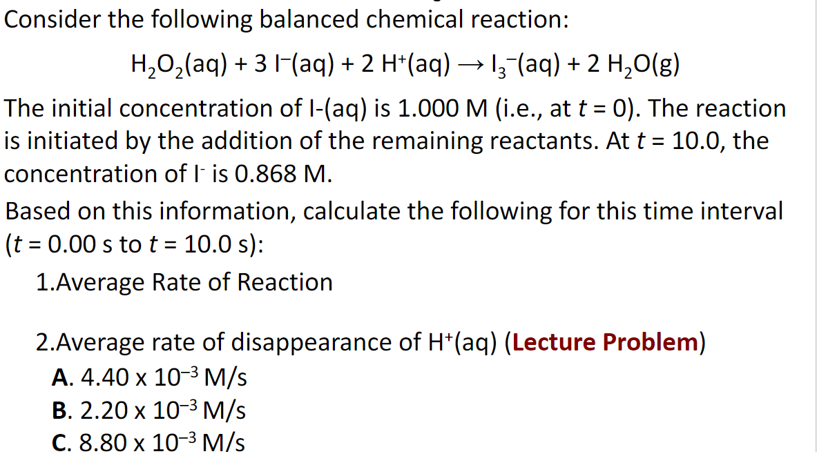 Solved Lecture Problem: A chemical reaction (rxn1) proceeds | Chegg.com