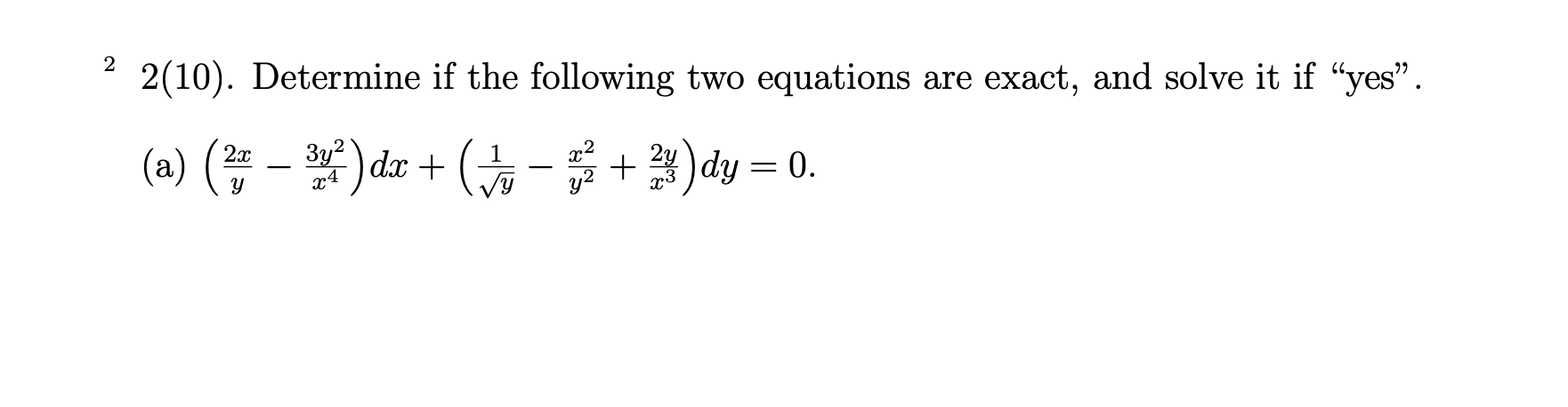 Solved 2 210 Determine If The Following Two Equations Are 6668