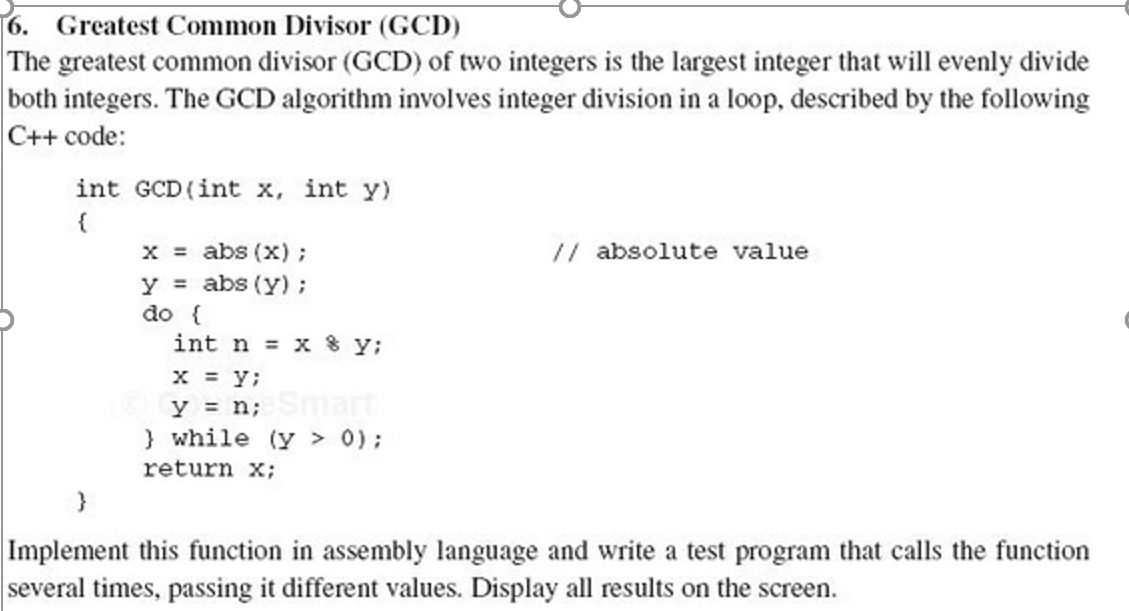 Solved 6. Greatest Common Divisor (GCD) The greatest common