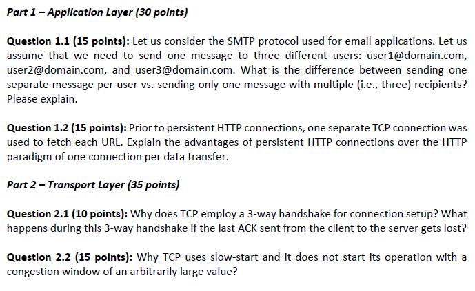 Solved Part 1 - Application Layer (30 points) Question 1.1 | Chegg.com