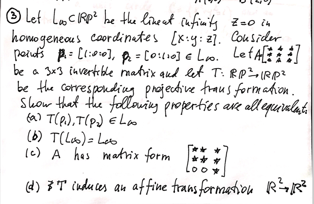 Let Locrp Be The Line At Infinity Z 0 In Homoge Chegg Com