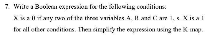 Solved 7. Write a Boolean expression for the following | Chegg.com