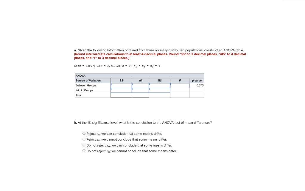 Solved a. Given the following information obtained from | Chegg.com