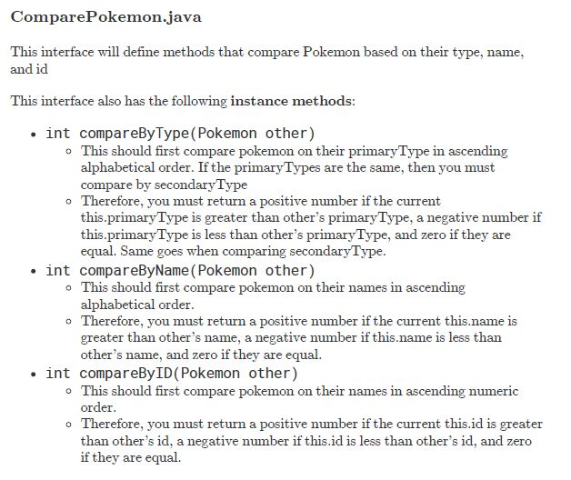 Solved Compare Pokemon.java This interface will define