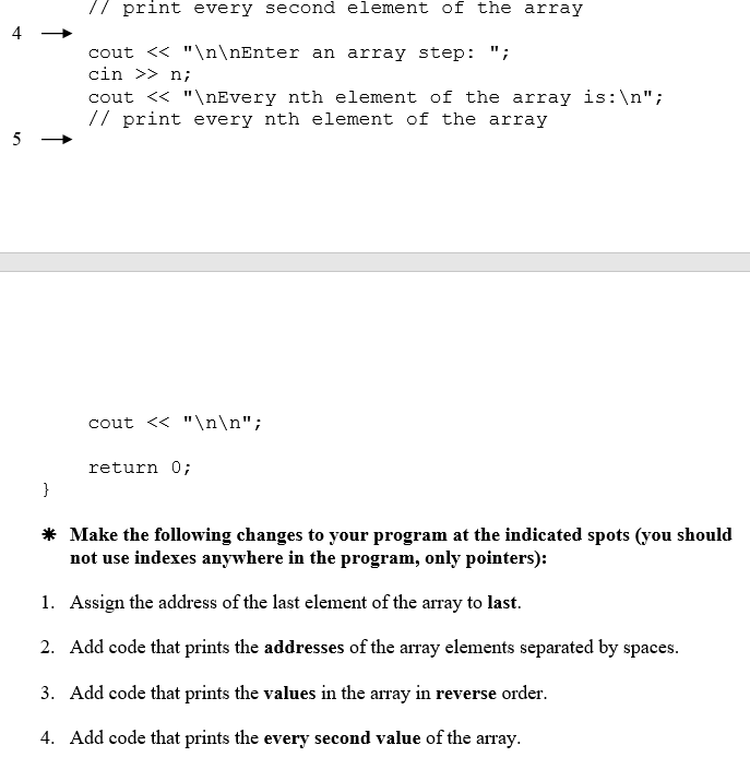 Solved Program works with arrays using pointers to reference | Chegg.com