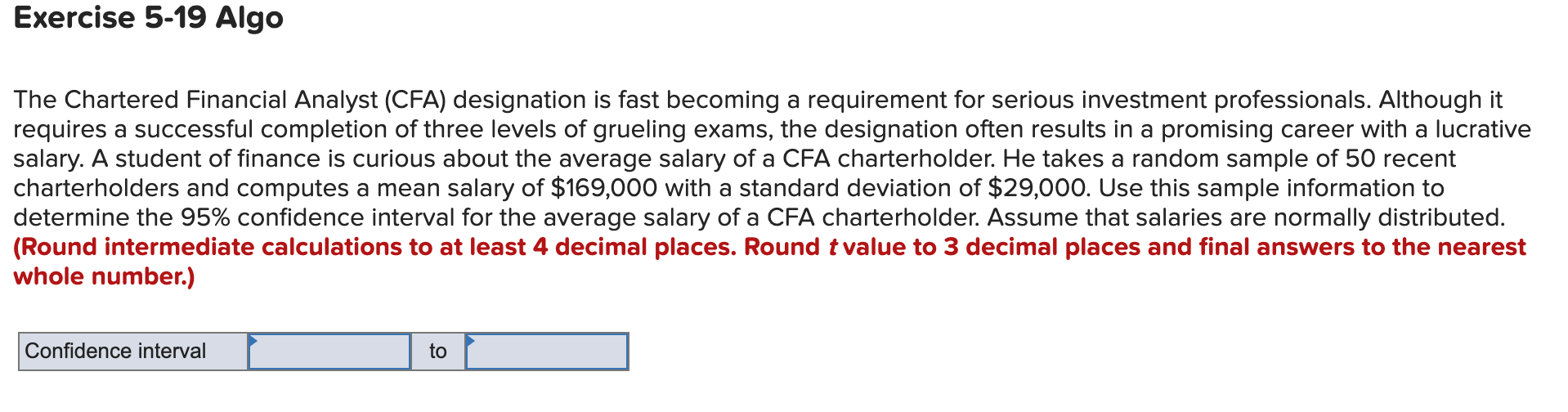 Solved Exercise 519 Algo The Chartered Financial Analyst