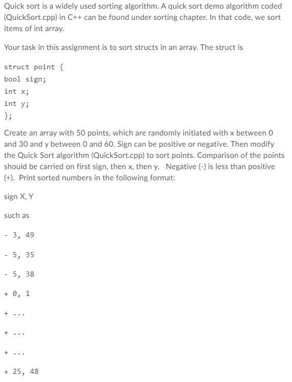 Solved Quick sort is a widely used sorting algorithm. A | Chegg.com